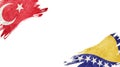 Flags of Turkey andÃÂ Bosnia and Herzegovina on White Background